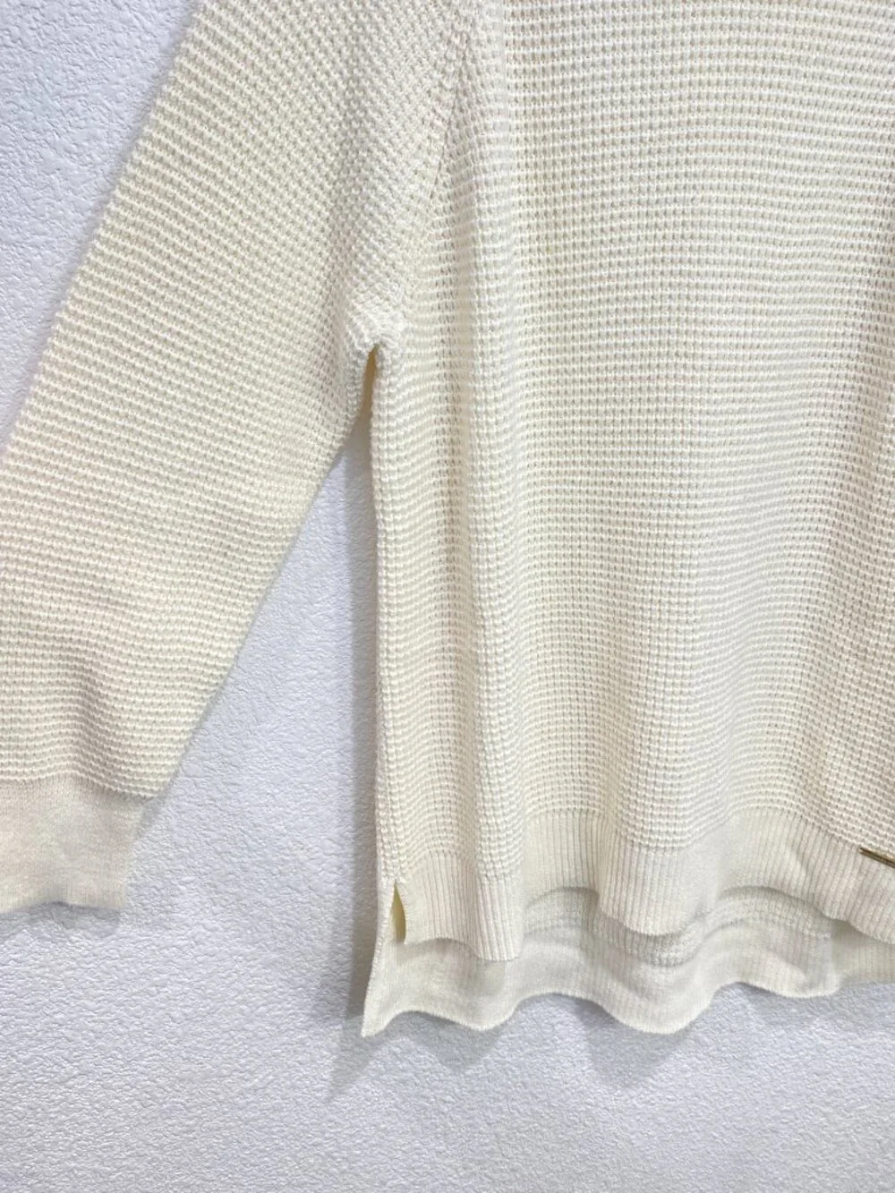 Michael Kors Waffle Knit Turtleneck Sweater Tunic Cream XL